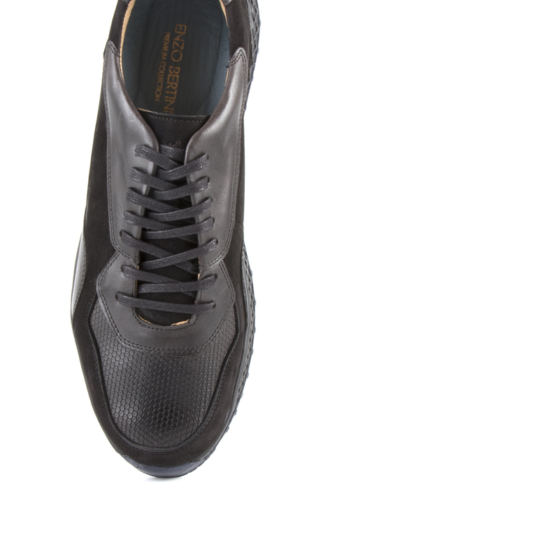 Men's casual shoes Enzo Bertini black leather 3698bp2312n