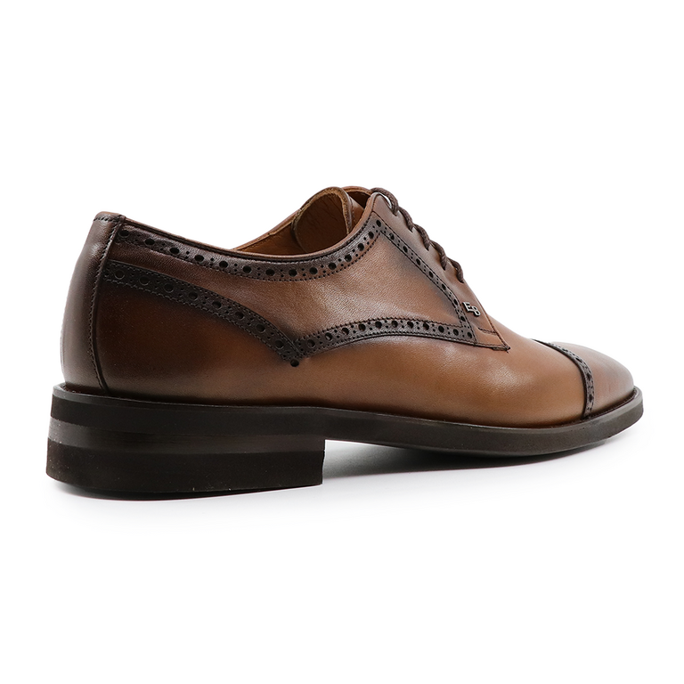 Pantofi derby bărbați Enzo Bertini maro cognac din piele 3383BP2248CO