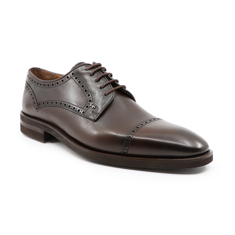 Pantofi derby bărbați Enzo Bertini maro cognac din piele 3383BP2248M