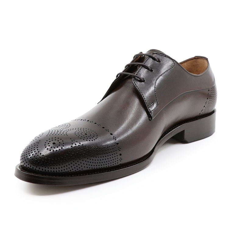 Pantofi derby bărbați Enzo Bertini maro din piele 3383BP1145M