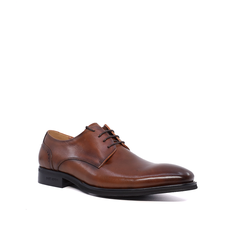 Pantofi derby bărbați Enzo Bertini Premium Collection cognac din piele naturală 1647BP2308CO