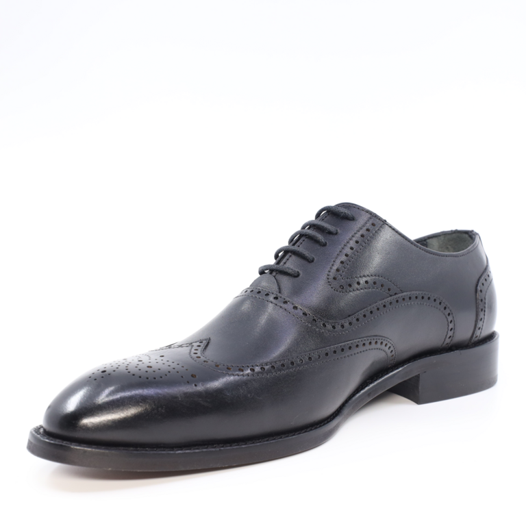 Enzo Bertini men full brogue shoes in black leather 3385BP1266N