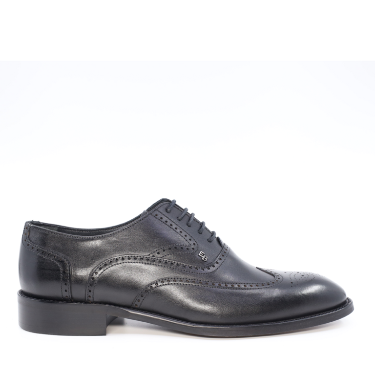 Enzo Bertini men full brogue shoes in black leather 3385BP1266N