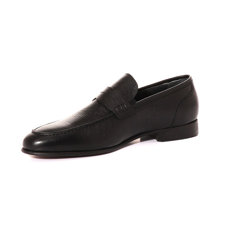 Enzo Bertini men loafer shoes in black leather 3381BP2630N