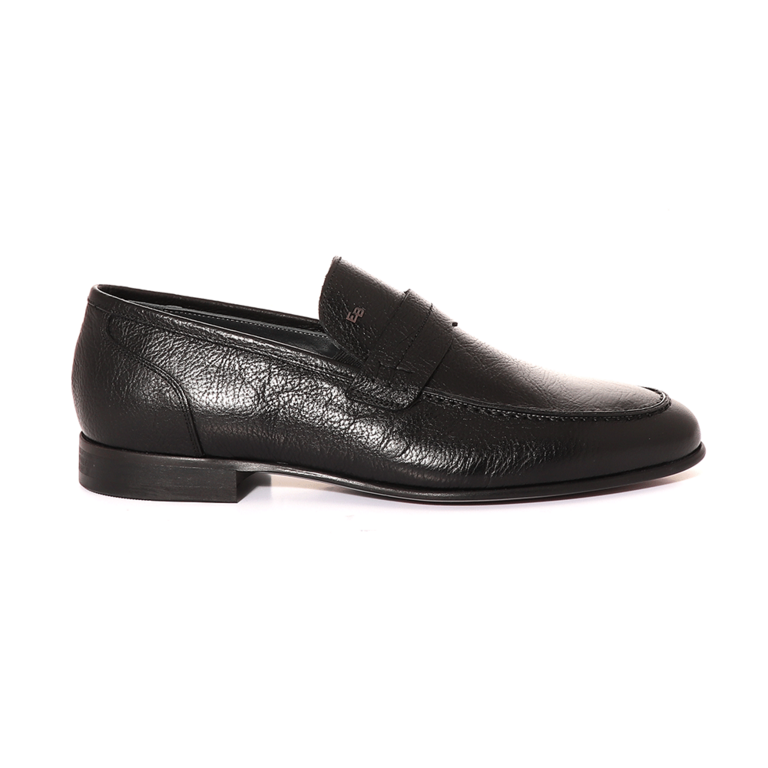 Enzo Bertini men loafer shoes in black leather 3381BP2630N