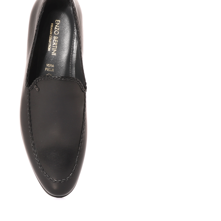 Enzo Bertini men loafer shoes in black leather 3381BP9455N