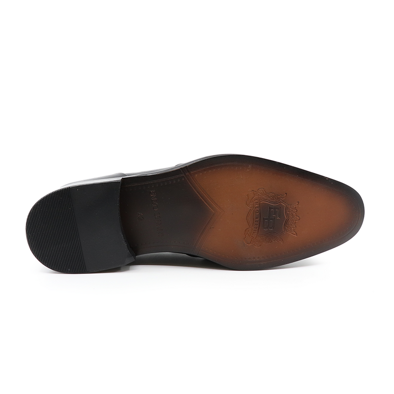 Pantofi loafers bărbați Enzo Bertini negri din piele 3383BP1147N