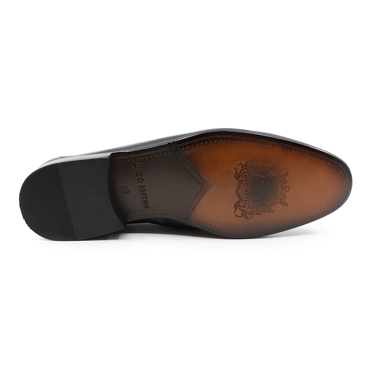 Enzo Bertini men loafer shoes in black leather 3385BP4900N