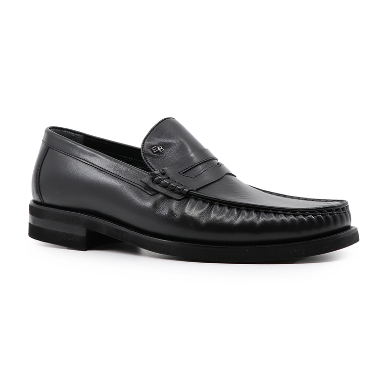 Pantofi loafers bărbați Enzo Bertini negri din piele 3383BP5210N