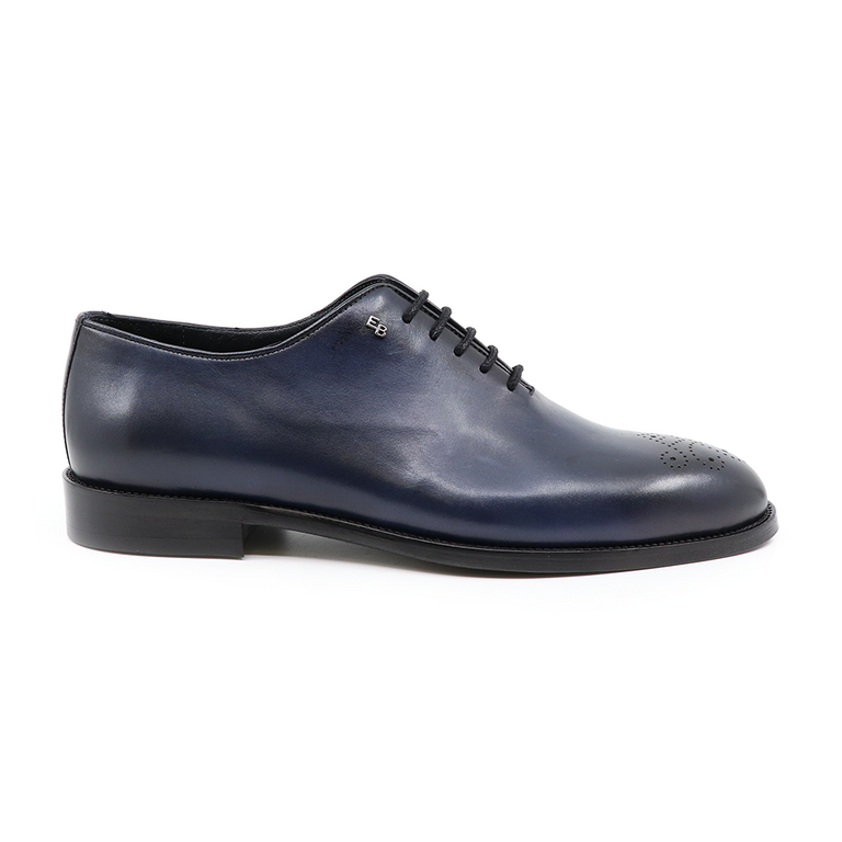 Enzo Bertini men oxford shoes in navy leather 3385BP2475BL