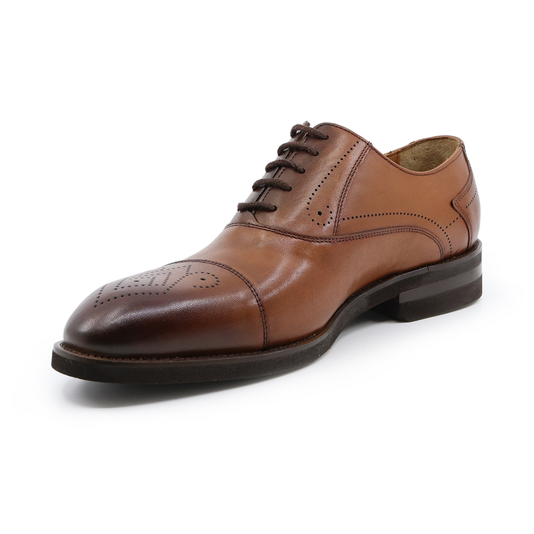 Pantofi oxford bărbați Enzo Bertini maro cognac din piele 3383BP1185CO