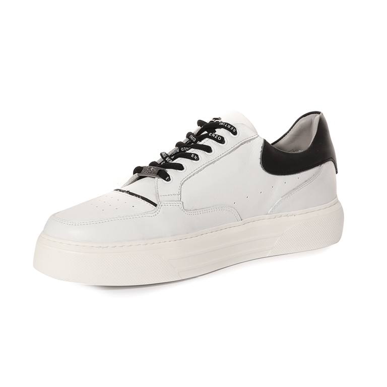 Enzo Bertini men sneaker in white leather with black details 2011BP19106A