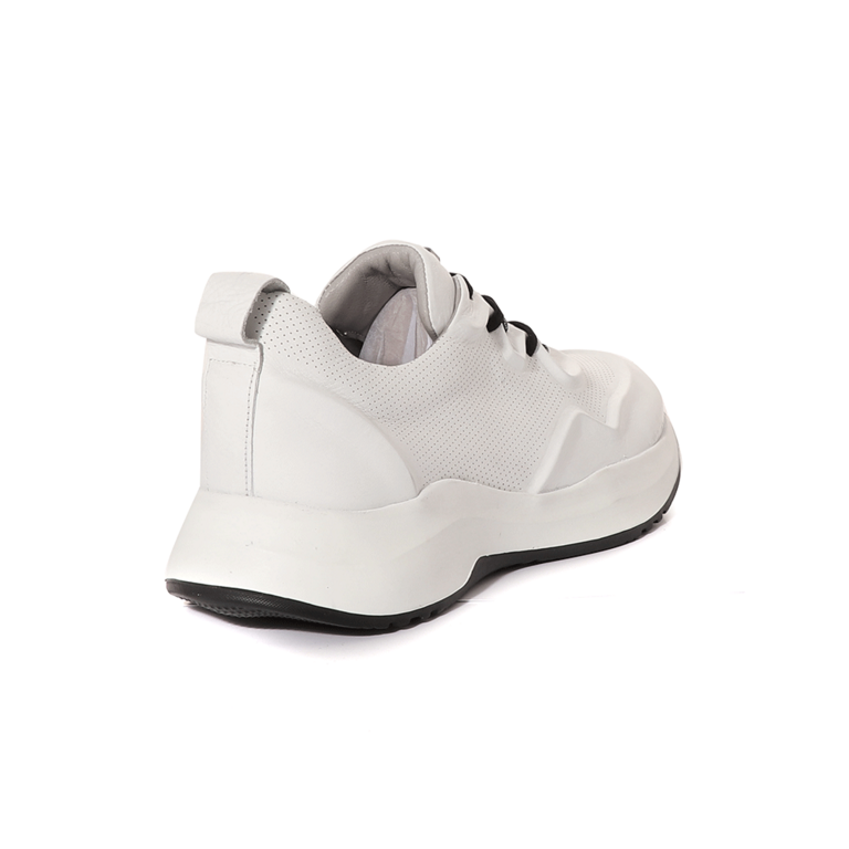 Enzo Bertini men sneaker in white stamped leather with black details 2011BP20206A