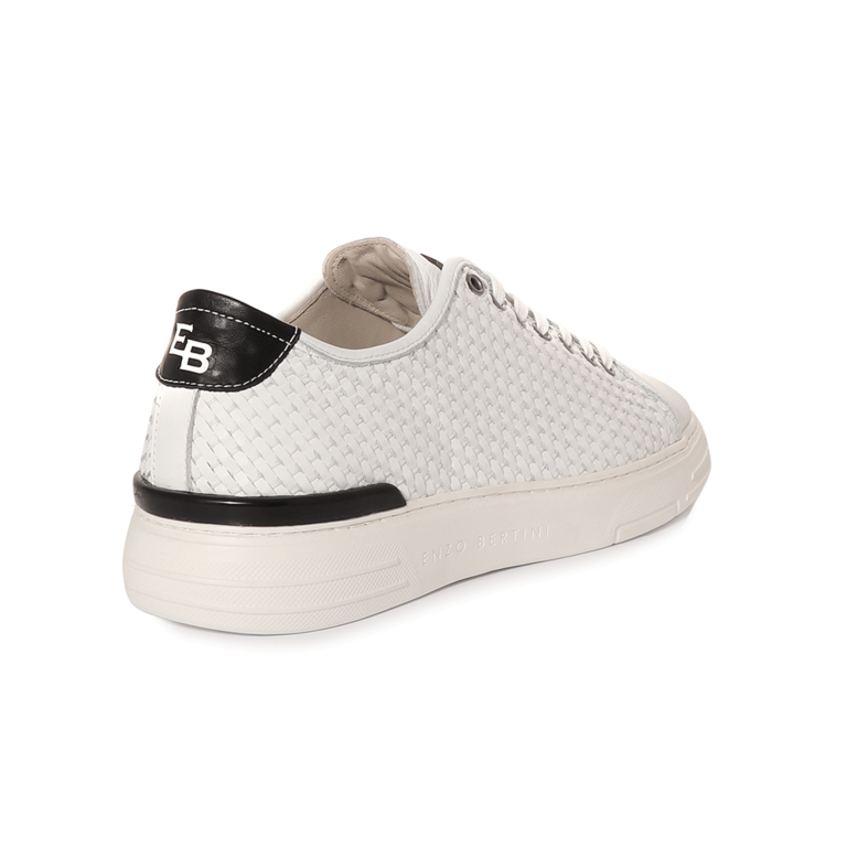 Enzo Bertini men sneakers in white knitted leather, light sole 3381BP3410A