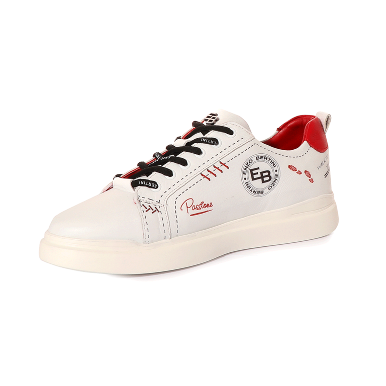 Enzo Bertini men sneaker in white /red leather with printed details  2011BP24806A