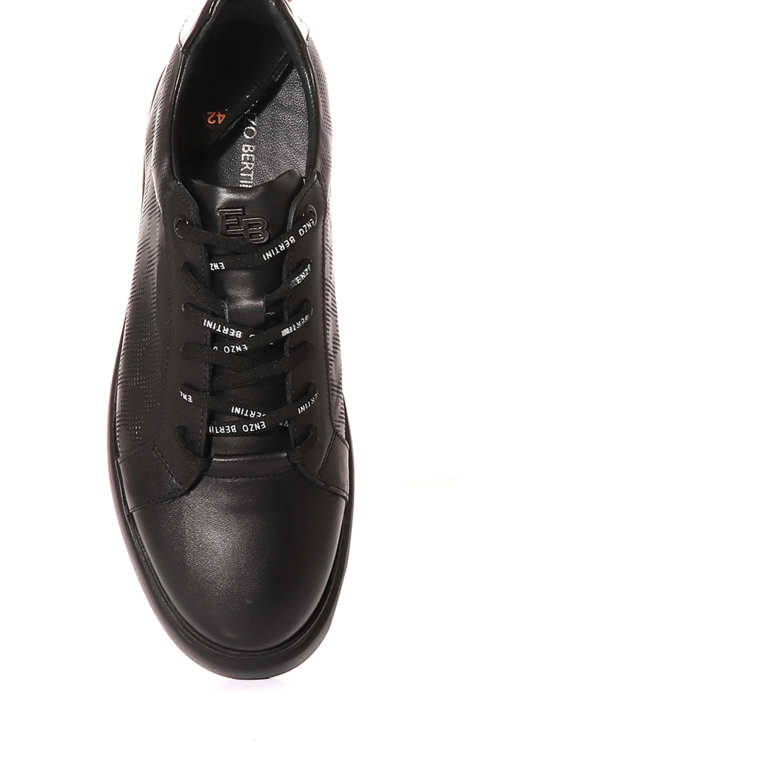 Enzo Bertini men sneaker in black stamped leather 2011BP24805N