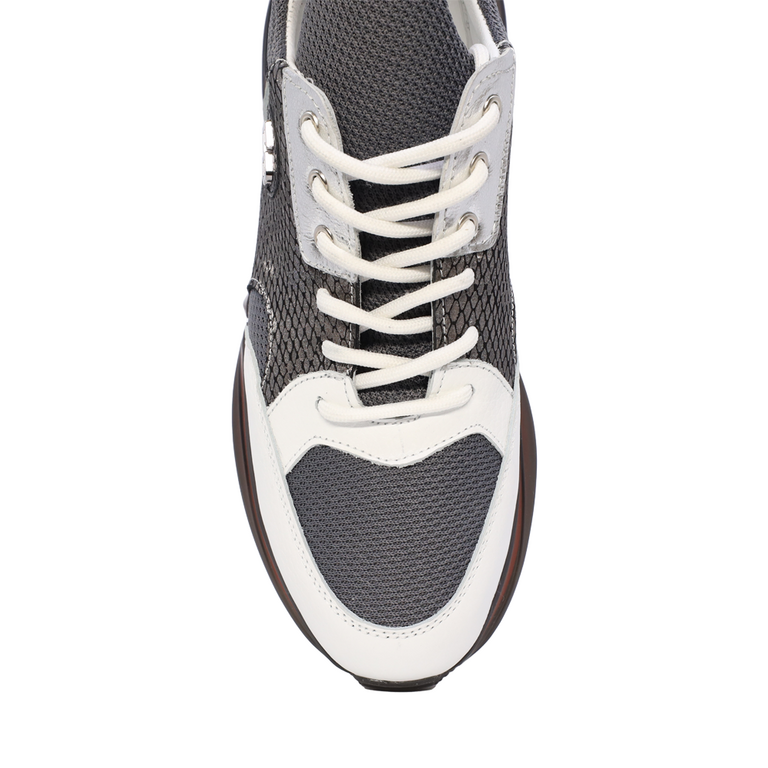 Sneakers bărbați Enzo Bertini albi din piele și textil 2195BP23524A