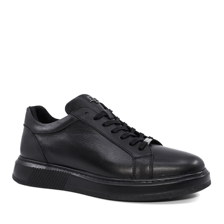 Enzo Bertini Black Genuine Leather Men's Sneakers 2197BP12461N