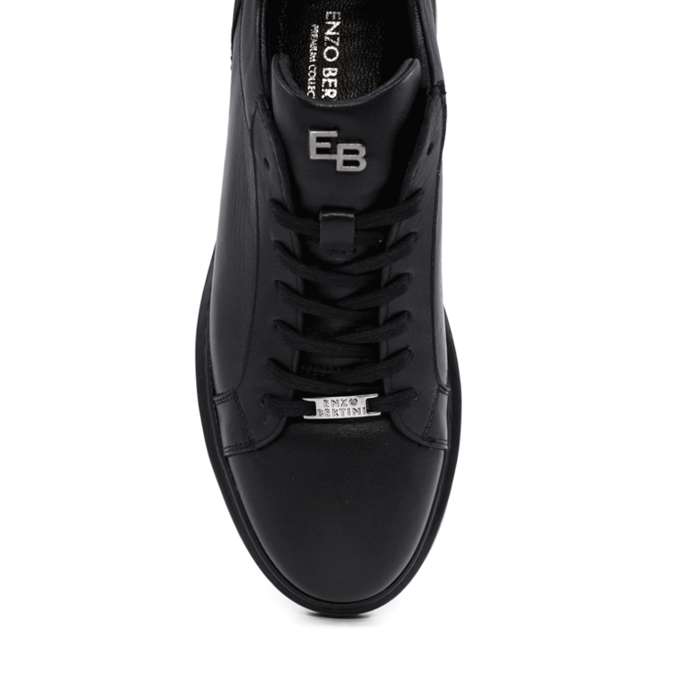 Enzo Bertini Black Genuine Leather Men's Sneakers 2197BP12461N