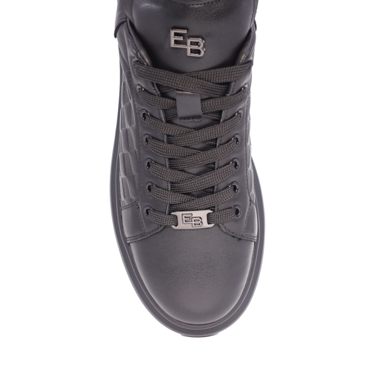 Men's Enzo Bertini Black Genuine Leather Sneakers 3867BP411N