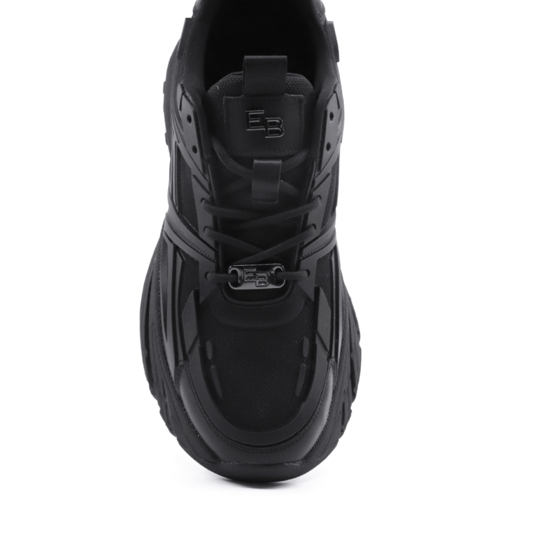 Men's Enzo Bertini black natural leather and textile sneakers 3867BP431N