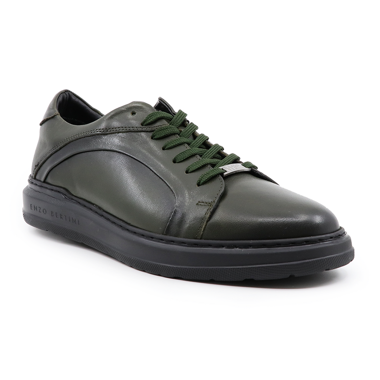 Sneakers bărbați Enzo Bertini verzi din piele 3383BP4170V