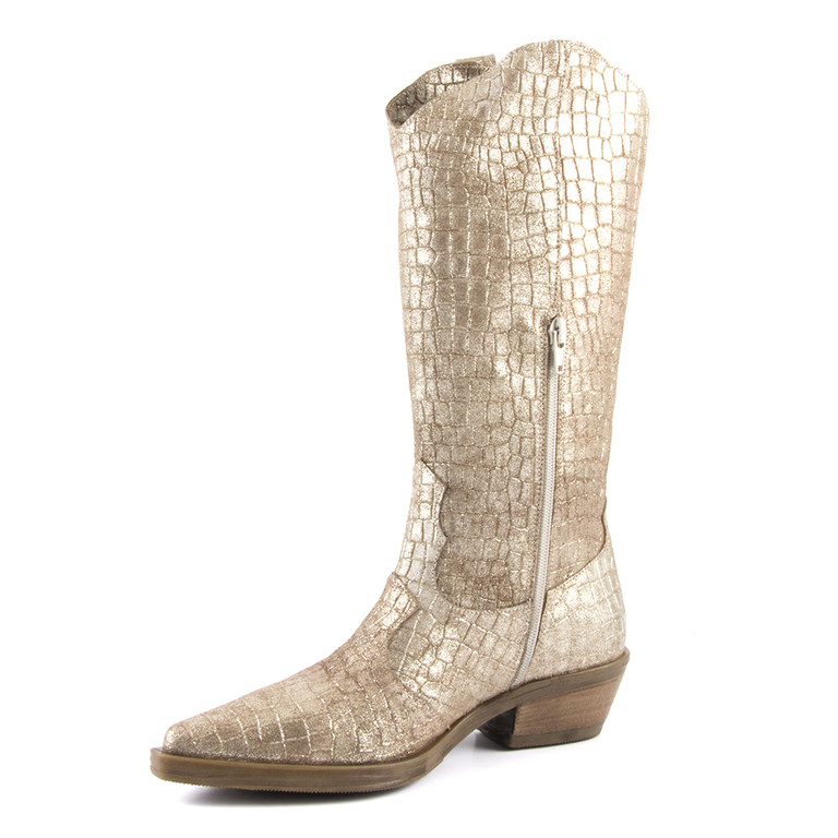 Women's boots Enzo Bertini golden leather with medium heel 3138dc207cau