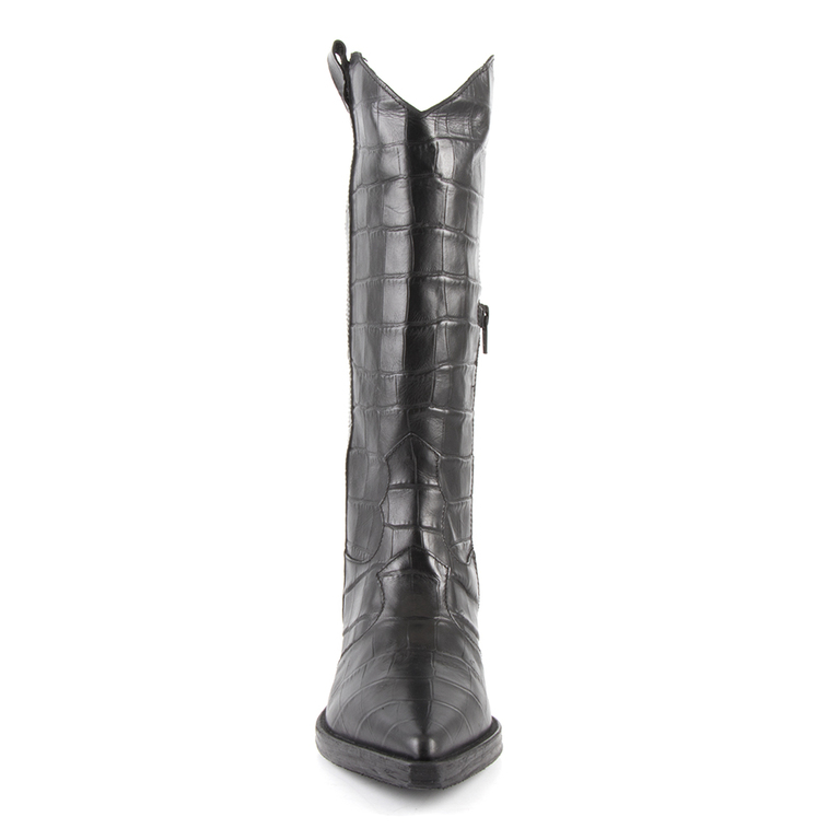 Women's boots Enzo Bertini black leather with medium heel 3138dc207cn