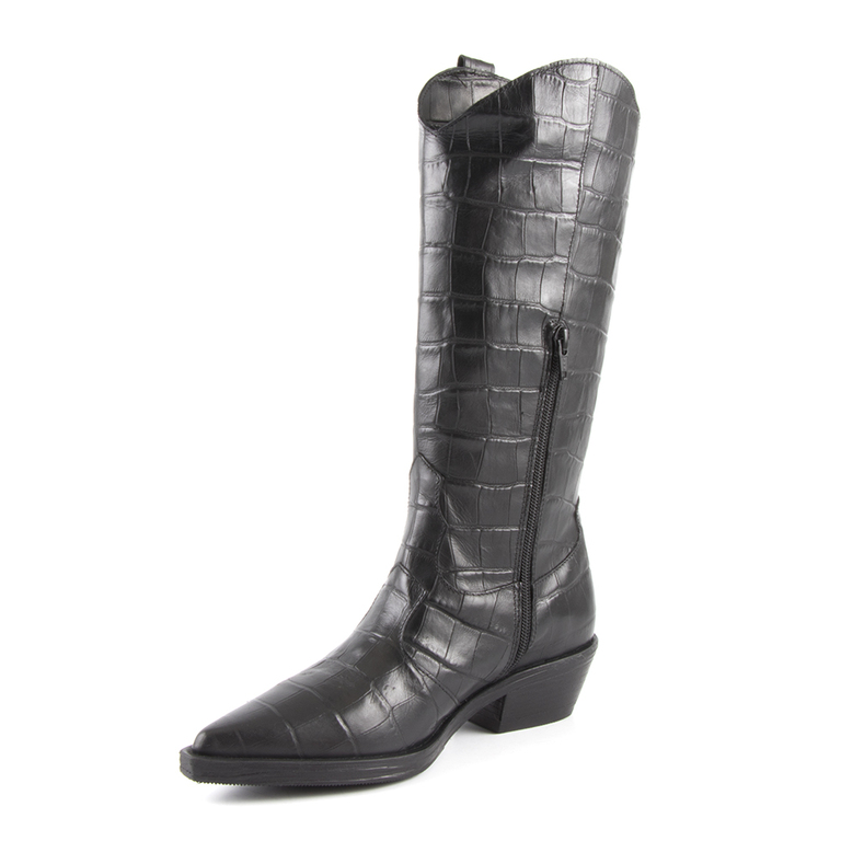Women's boots Enzo Bertini black leather with medium heel 3138dc207cn