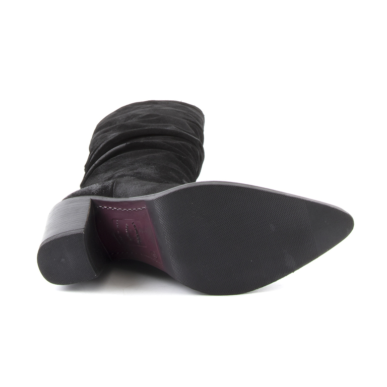 Women's boots Enzo Bertini black suede leather with medium heel 3138dc502vn