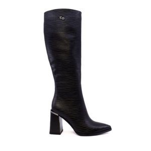Cizme cu toc evazat femei Enzo Bertini negre din piele  1120DC7612SN