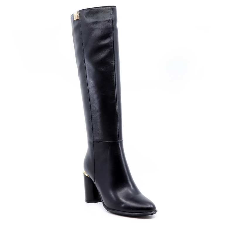 Enzo Bertini women mid heel boots in black nappa leather 1122DC2136N