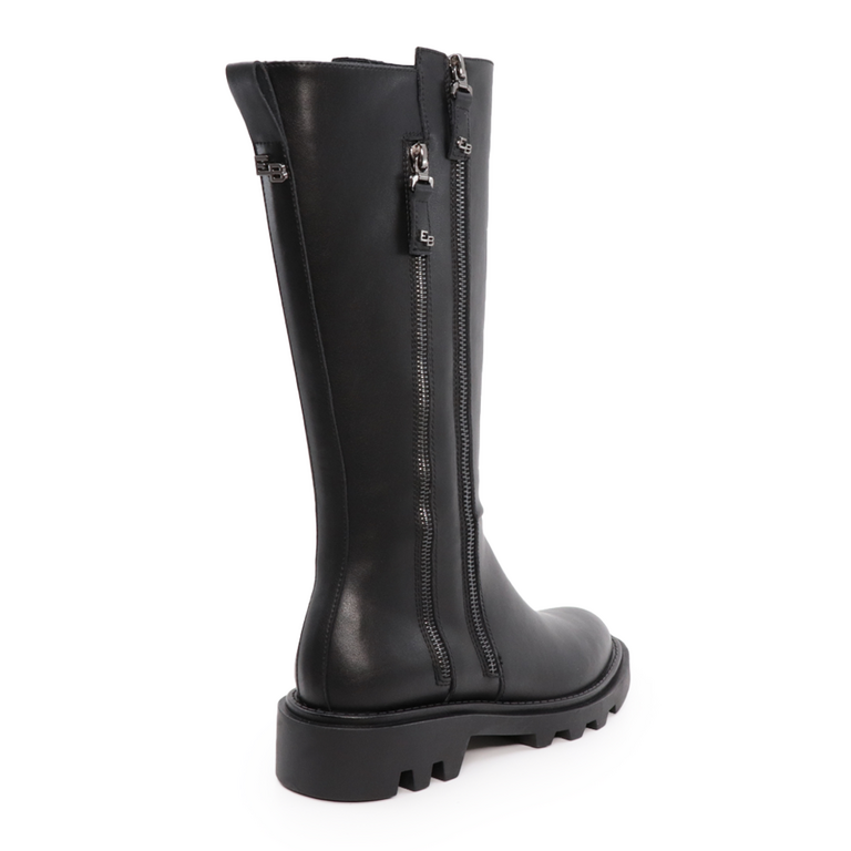 Enzo Bertini women zipp up boots in black leather 1124DC2984N