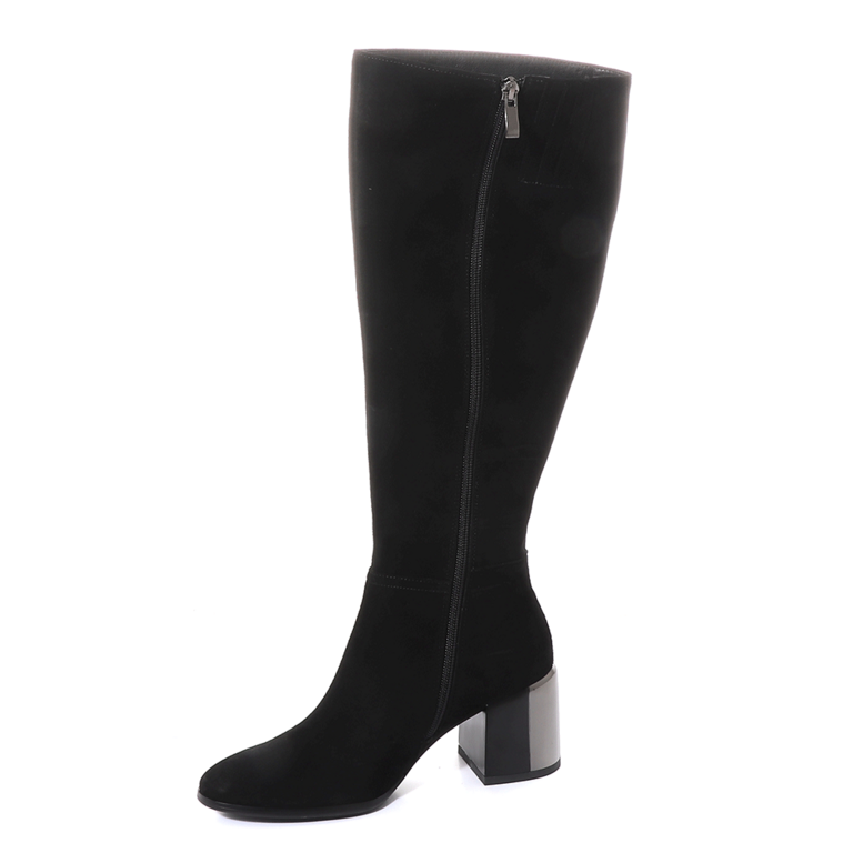 Enzo Bertini women mid heel boots in black suede leather 1122DC1799VN