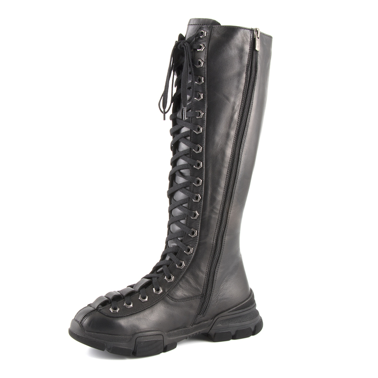 Women's boots Enzo Bertini black leather 2418dc104921n