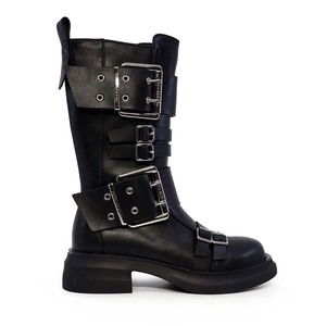 Cizme tip biker  scurte femei Enzo Bertini negre din piele naturală 1120DC3575N
