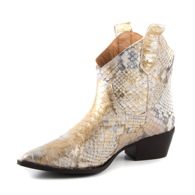 Women's boots Enzo Bertini golden leather with medium heel 3158dg50705au
