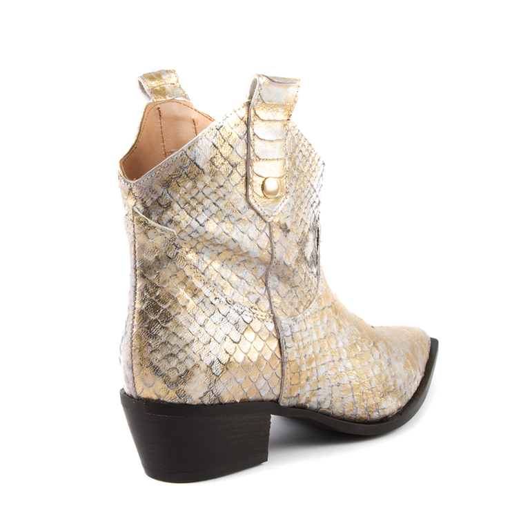 Women's boots Enzo Bertini golden leather with medium heel 3158dg50705au