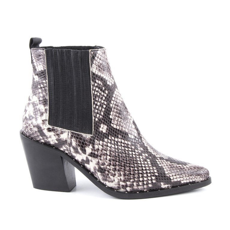 Women's boots Enzo Bertini snake print leather with medium heel 2798dg7010sgr
