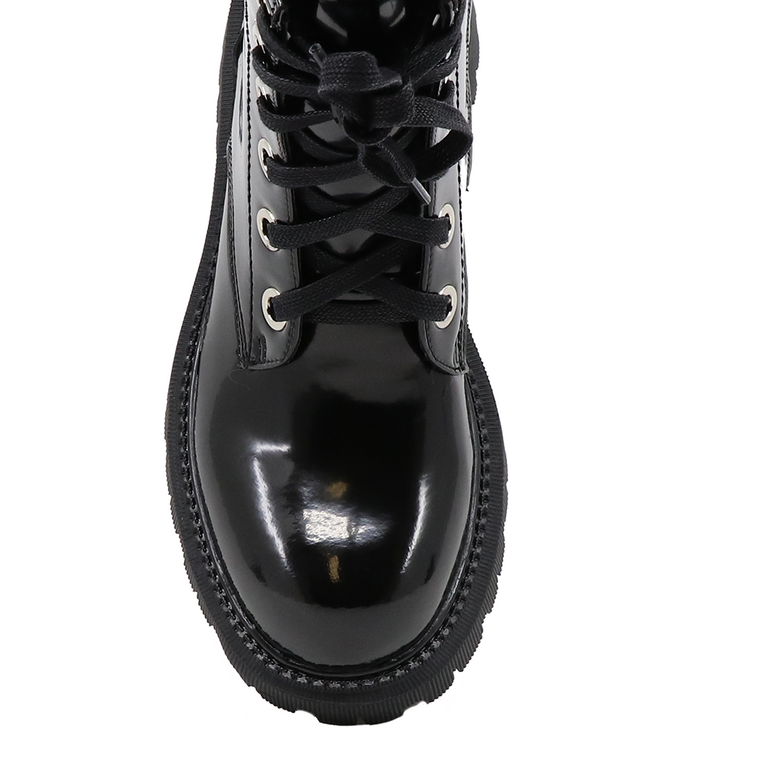 Enzo Bertini women biker boots in black patent leather 1122DG2522LN