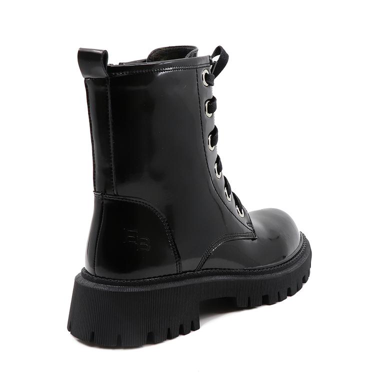 Enzo Bertini women biker boots in black patent leather 1122DG2522LN