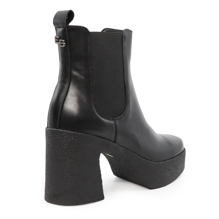 Enzo Bertini women mid heel chelsea boots in black leather 1124DG2943N