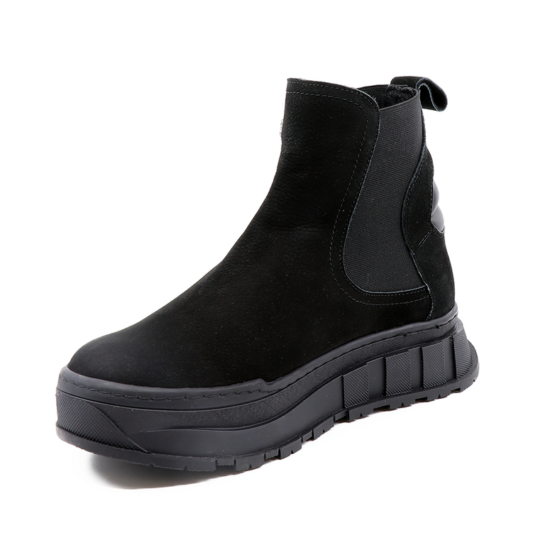 Enzo Bertini women Chelsea boots in black nubuck leather 1732DG21902N