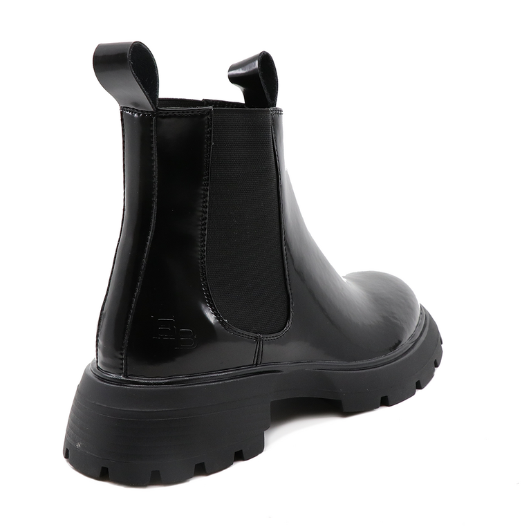 Enzo Bertini women Chelsea boots in black patent leather 1122DG2483LN