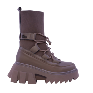 Ghete chunky femei Enzo Bertini maro deschis din piele și textil 1112DG2509MD