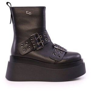 Ghete chunky  femei Enzo Bertini negre din piele  1122dg1381n