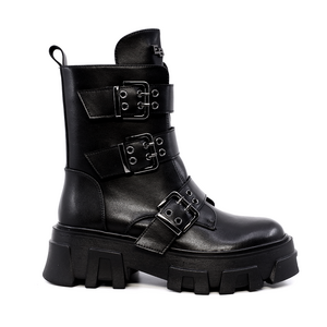 Ghete chunky femei Enzo Bertini negre  din piele naturală  1110DG2730N