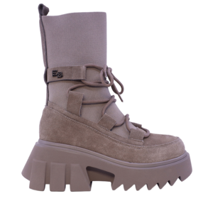 Ghete chunky femei Enzo Bertini taupe din piele întoarsă și textil 1112DG2509VTA
