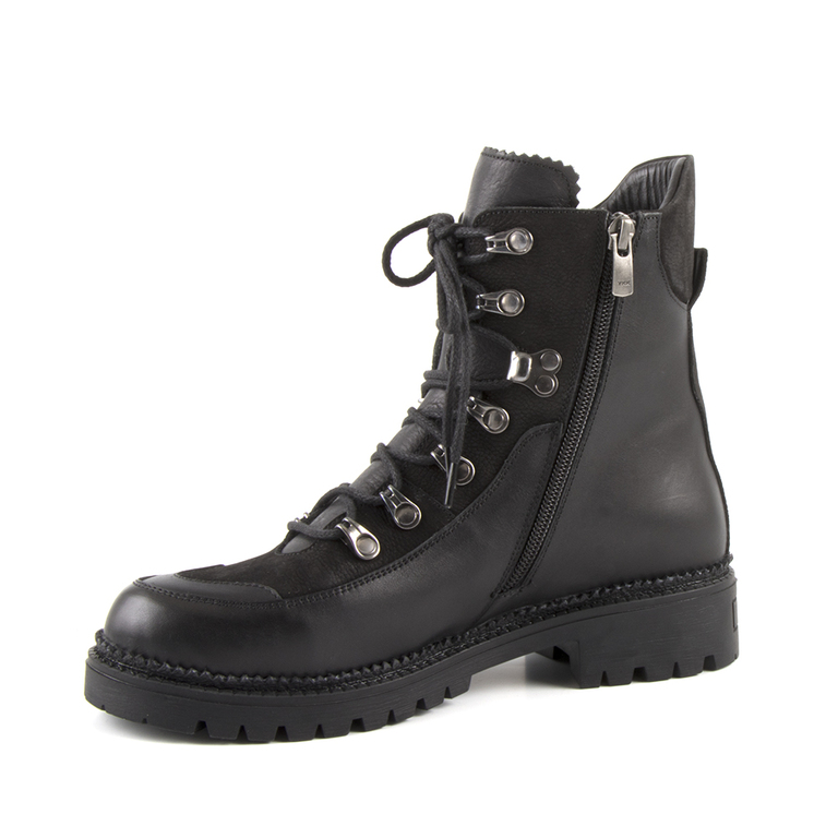 Enzo Bertini Women's Combat Boots  in black napa leather 2580DG7101N