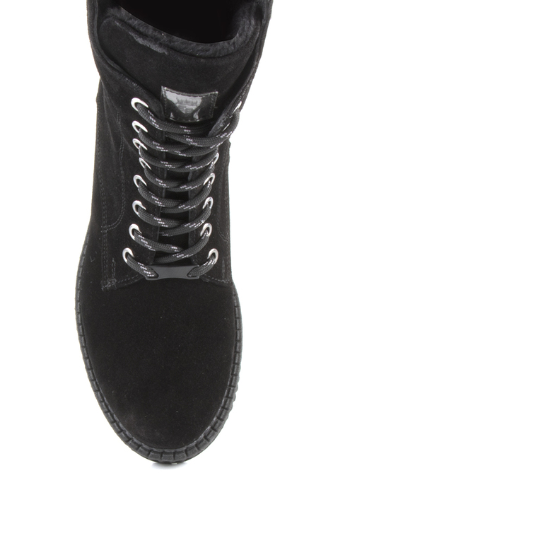 Enzo Bertini women's combat boots in black suede 3780DG315020VN